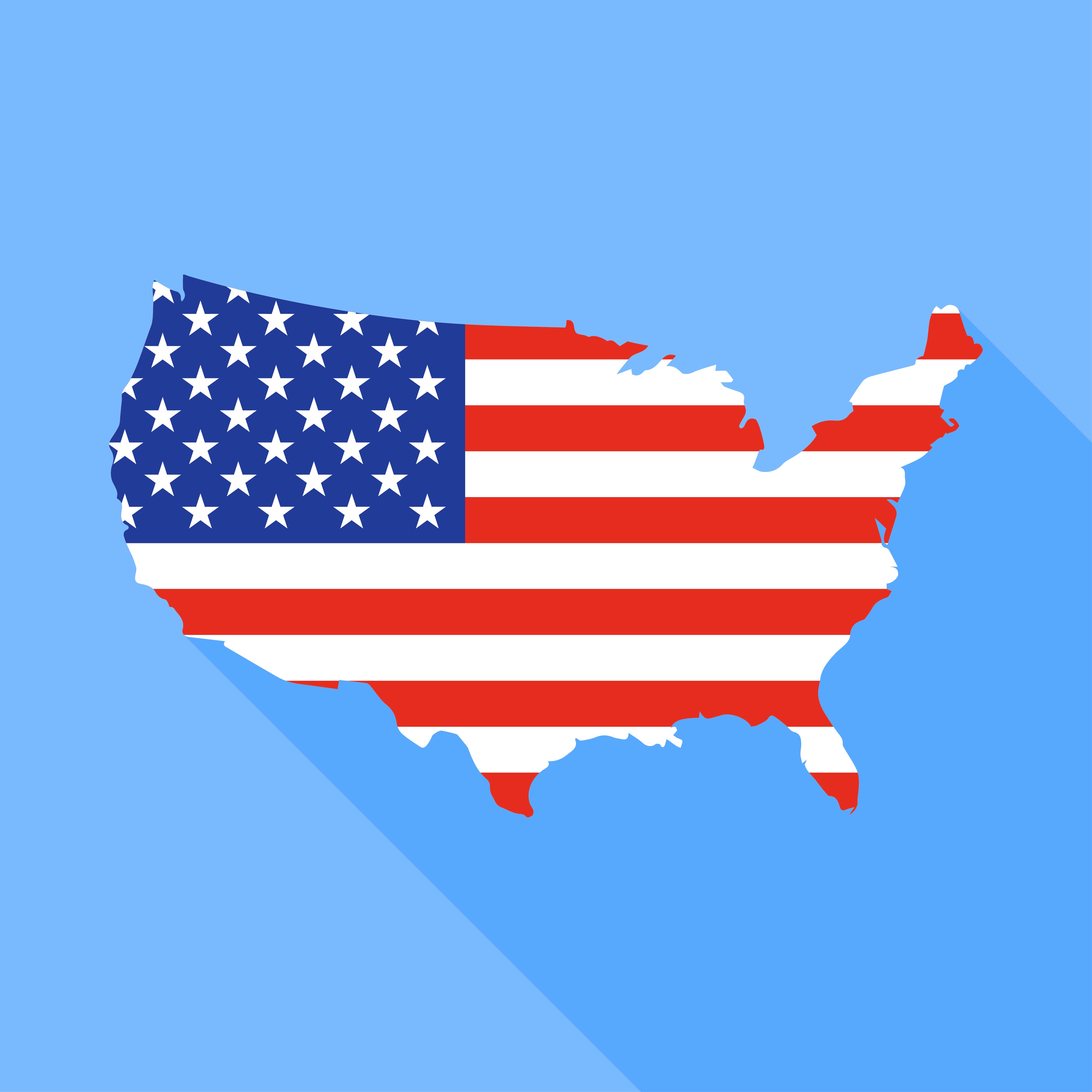 United states map with long shadow vector illustration