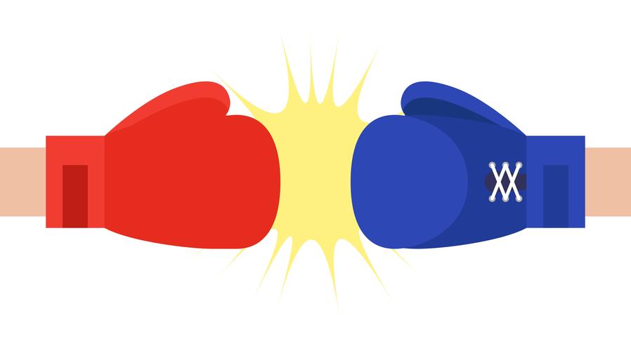 Guantes de boxeo rojos y azules ilustración vectorial vector