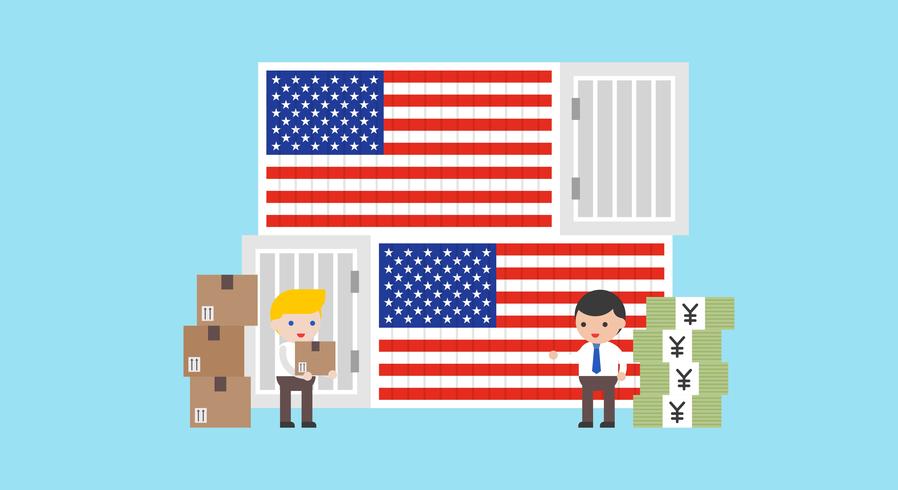 Trade war about China and USA vector illustration