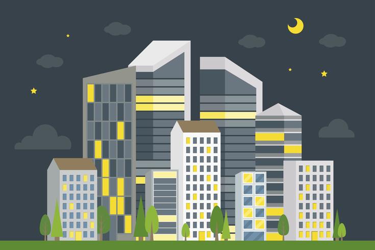 City Downtown Landscape, modern building vector illustration
