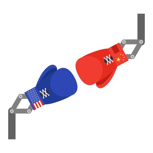 Red and Blue toy boxing gloves arm vector