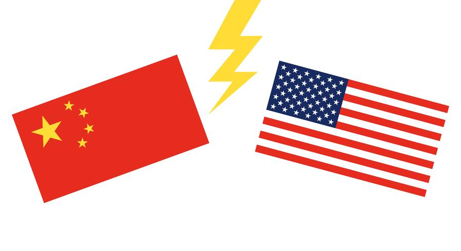 Bandera de China y Bandera de Estados Unidos vector