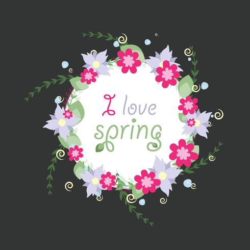 Wreath from spring vector flowers