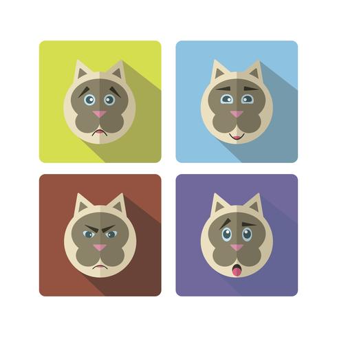 Conjunto de gato de dibujos animados lindo con varias emociones vector