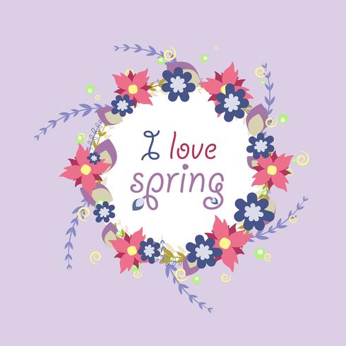 Wreath from spring vector flowers