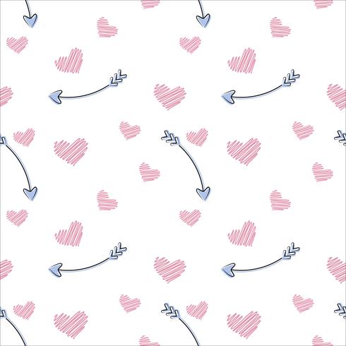 Vector seamless pattern of plane elements. Romance, love, wedding