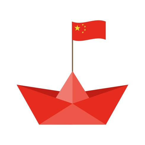 Barco de papel con bandera de estados unidos vector