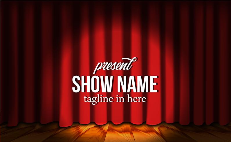 red silk luxury red curtain at the stage theater with wood floor and spotlight vector