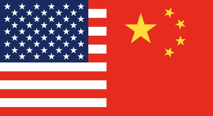 Bandera de China y Bandera de Estados Unidos vector