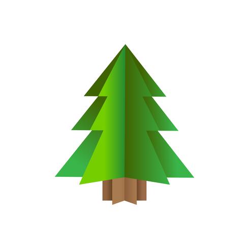 Vector árbol de papel sobre fondo blanco