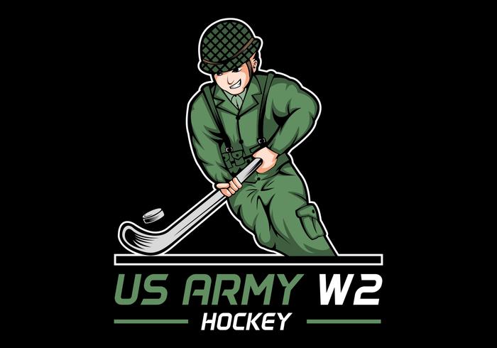 Ilustración de vector de hockey del ejército 2 guerra mundial de Estados Unidos