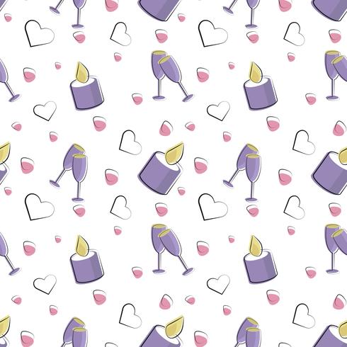 Vector seamless pattern of plane elements. Romance, love, wedding