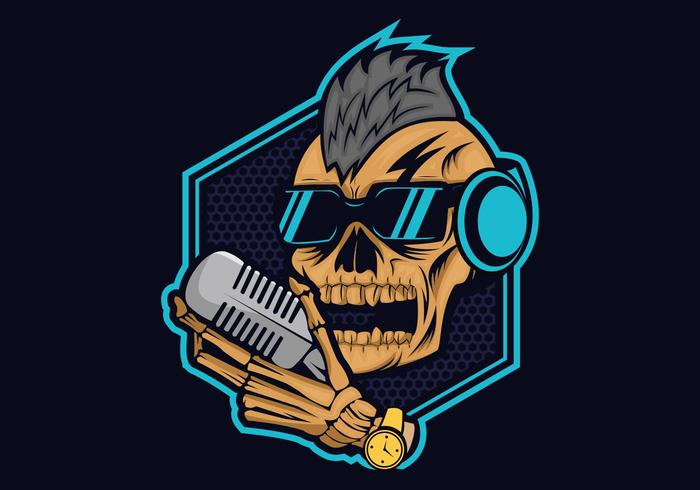 podcast skull vector design illustration