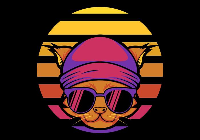 Ilustración de vector retro de gato