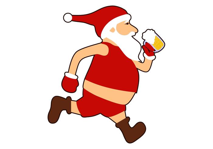 santa run beer logo vector