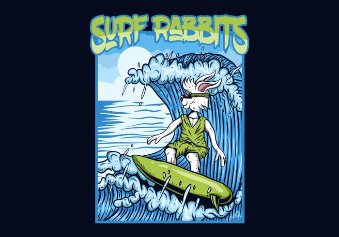 surf rabbits vector illustration