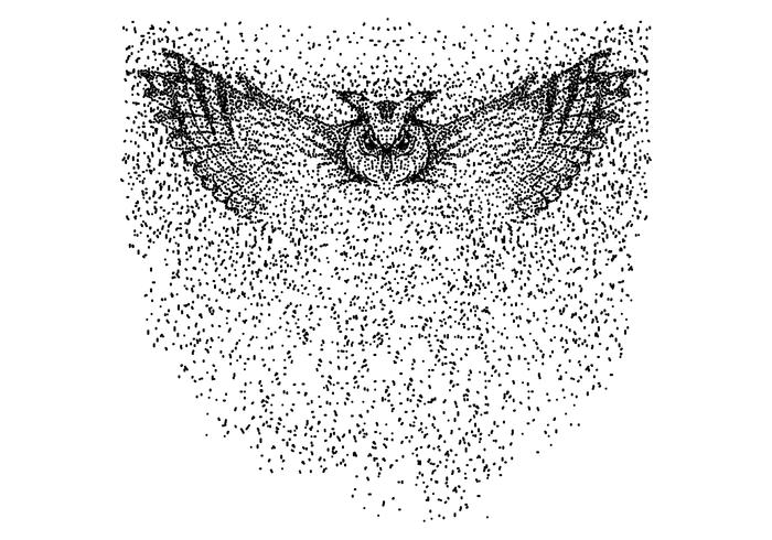 owl fly particle vector illustration