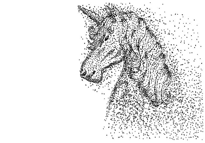 unicorn head particle vector illustration