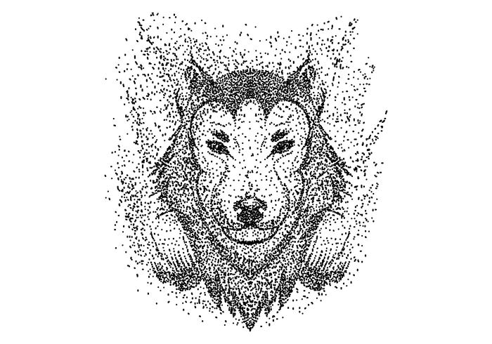 Wolf headphone particle vector illustration