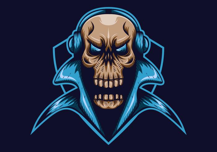 skull gaming shield mascot e sport vector illustration