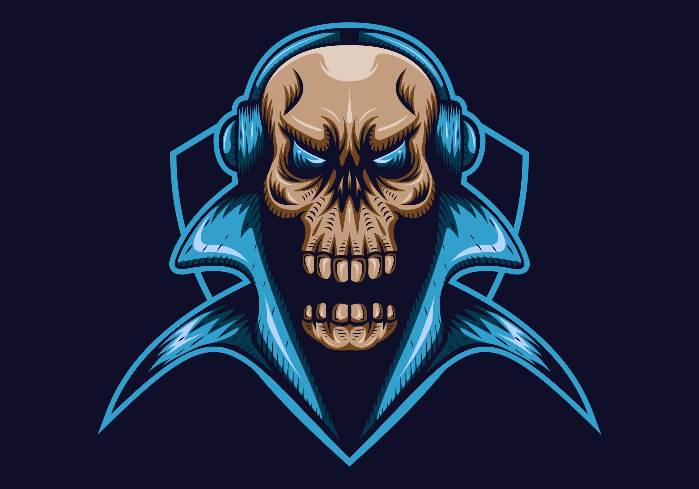 skull gaming shield mascot e sport vector illustration 647817