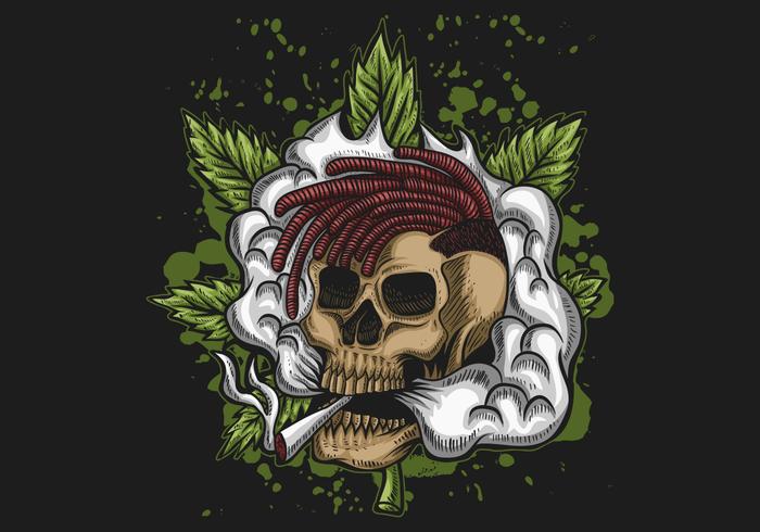 Skull Smoke Cannabis Vector illustration