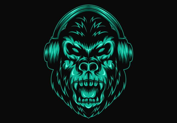 gorilla headphone vector