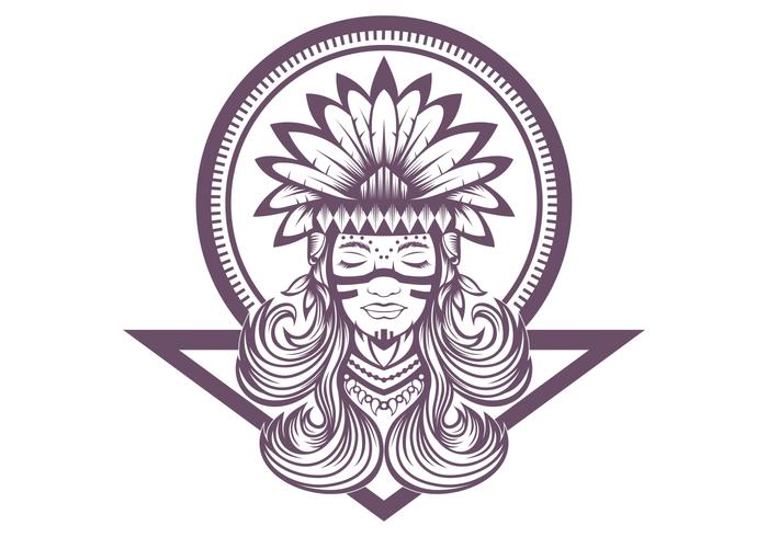 Native American  beautiful  Girl vector illustration