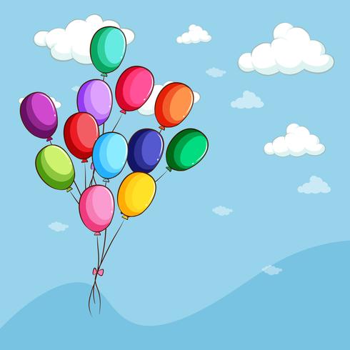 Colorful balloons floating in the sky vector