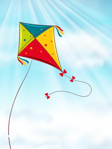 Colorful kite flying in blue sky vector