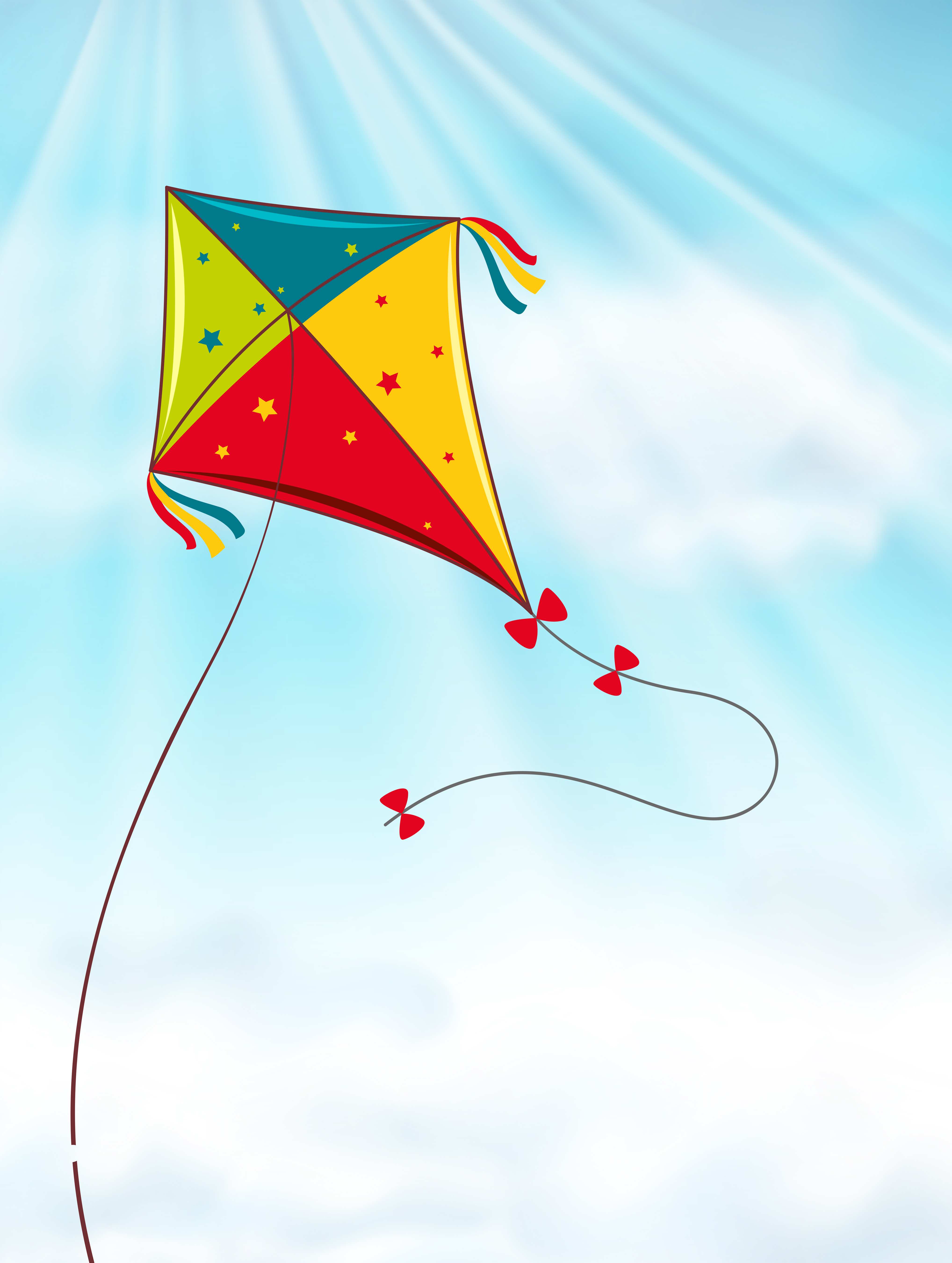 Colorful kite flying in blue sky 647995 Vector Art at Vecteezy