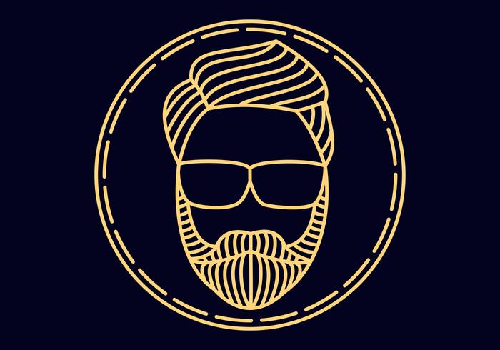 Man beard monoline vector illustration