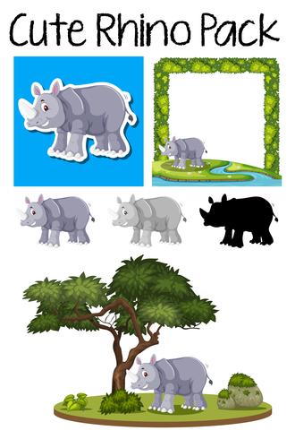 A pack of rhino  vector
