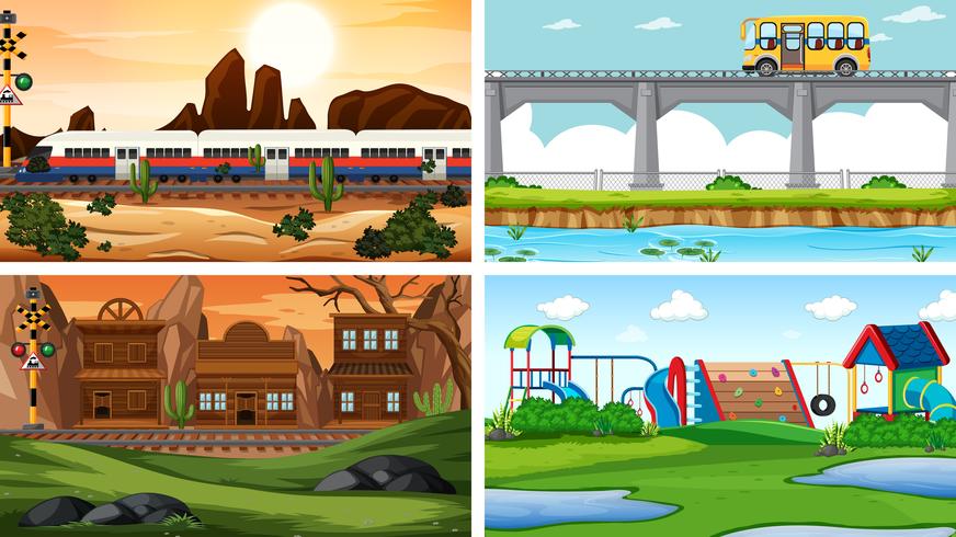 Set of four different scene vector
