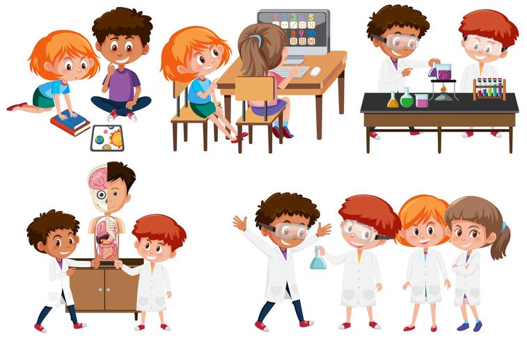 Group of student learning vector
