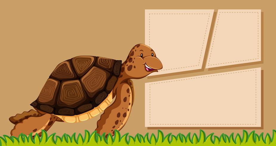 Tortuga en plantilla de nota vector