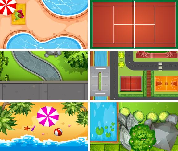 Set of aerial scene vector