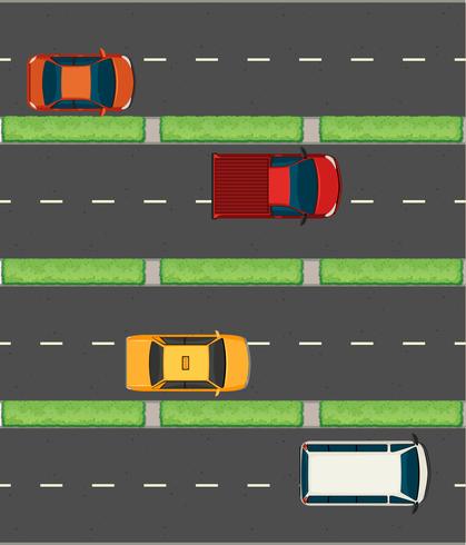 Aerial view of cars on the roads vector