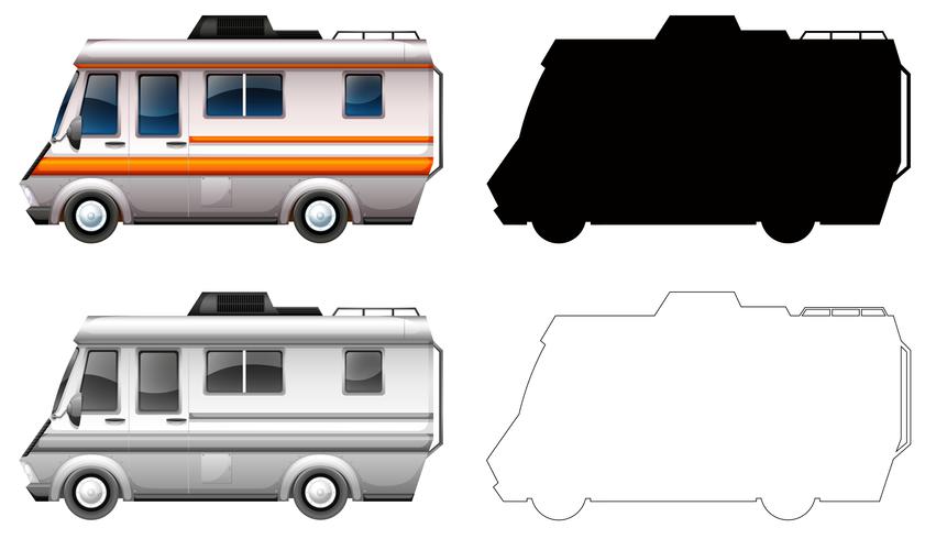 Conjunto de transporte en autocaravana. vector