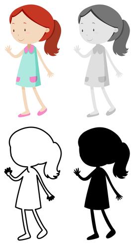 Set of girl character vector