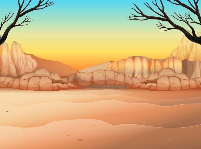 Nature scene with field and canyon vector