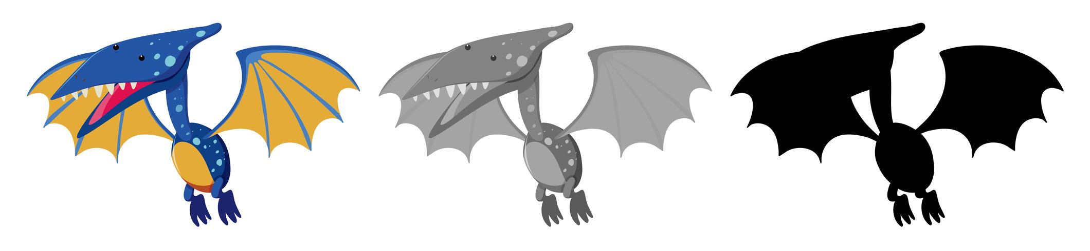 Conjunto de dinosaurio pteranodon vector