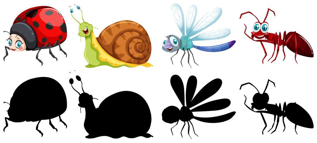 Conjunto de caracteres de insectos vector