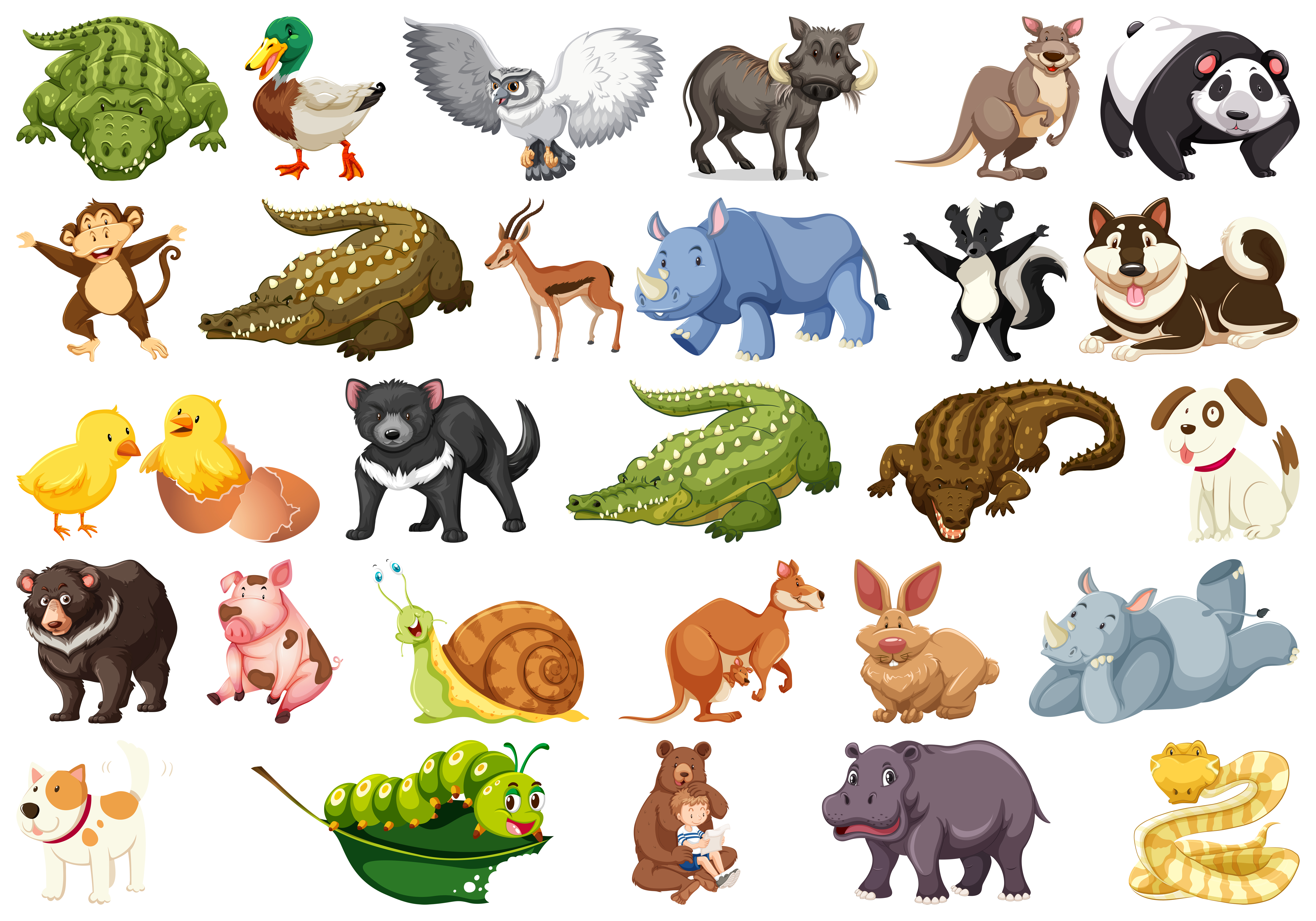 Download Set of animal character 648101 Vector Art at Vecteezy