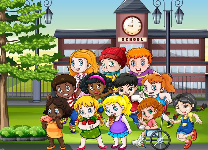 Students in the school ground vector