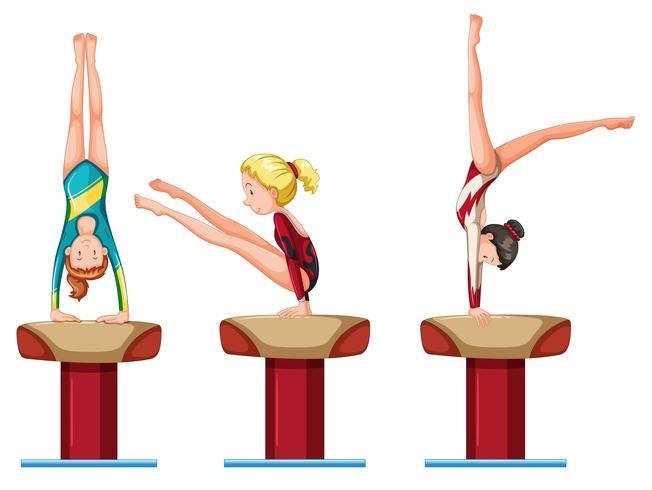 Set of female gymnastics athletes character vector