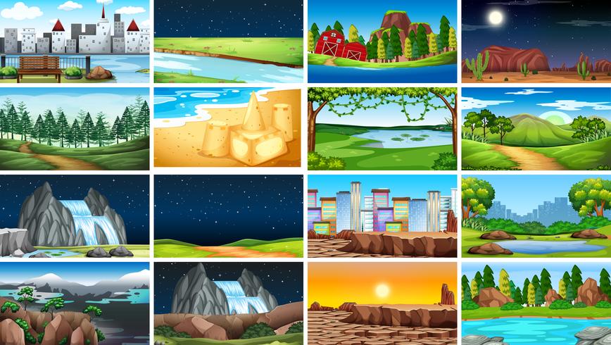 Conjunto de diferentes paisajes vector