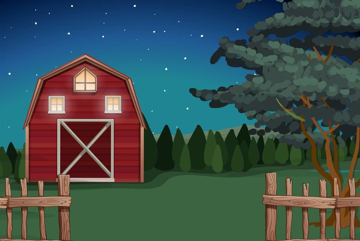 Farmhouse on the farm at nighttime vector