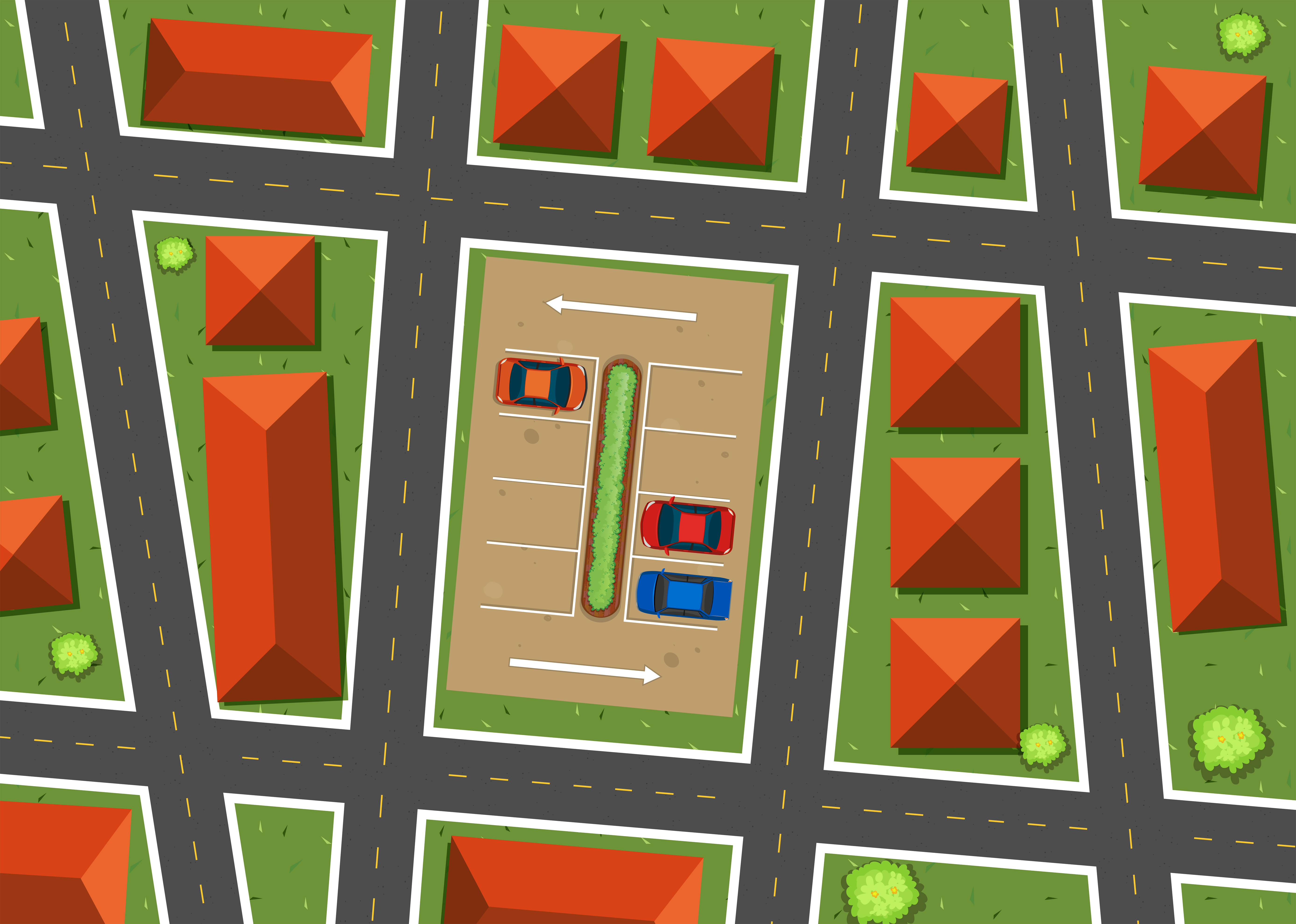 Aerial view of neighborhood with houses 648149 Vector Art at Vecteezy