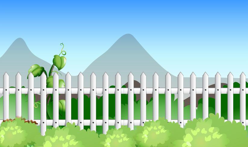 Scene with fence and garden vector